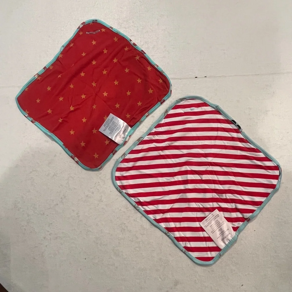 Posh Peanut Festive holiday Bib Set - Teal candy cane and turquoise reindeer